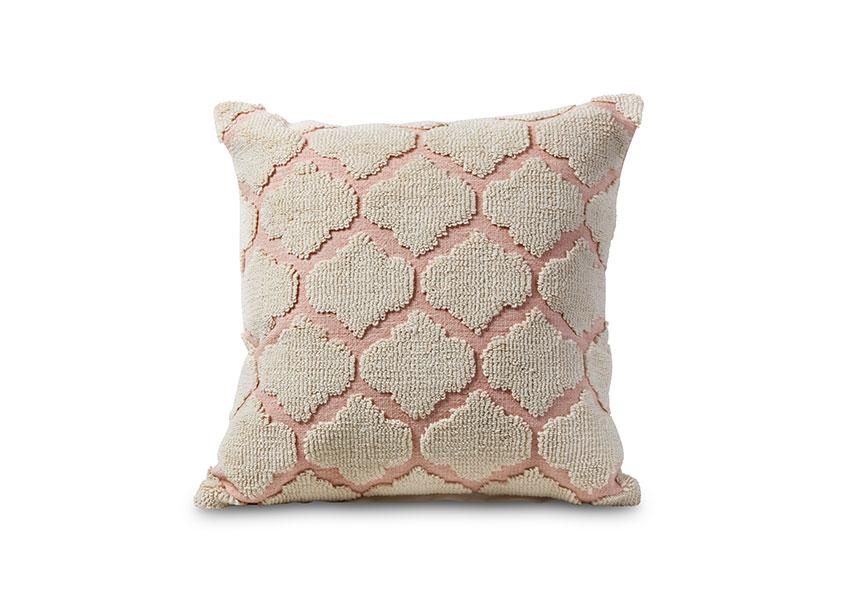 Pink Woven Geometric Pattern Pillow