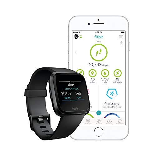 Fitbit Versa Health & Fitness Smartwatch with Heart Rate, Music & Swim Tracking, Black