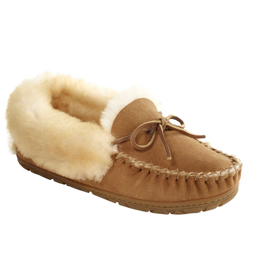 Women's Warm & Cozy Genuine Sheepskin Suede Sole Slippers EVA Sole –  Moccasins Canada