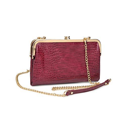 jet set large crocodile embossed leather chain crossbody bolsa