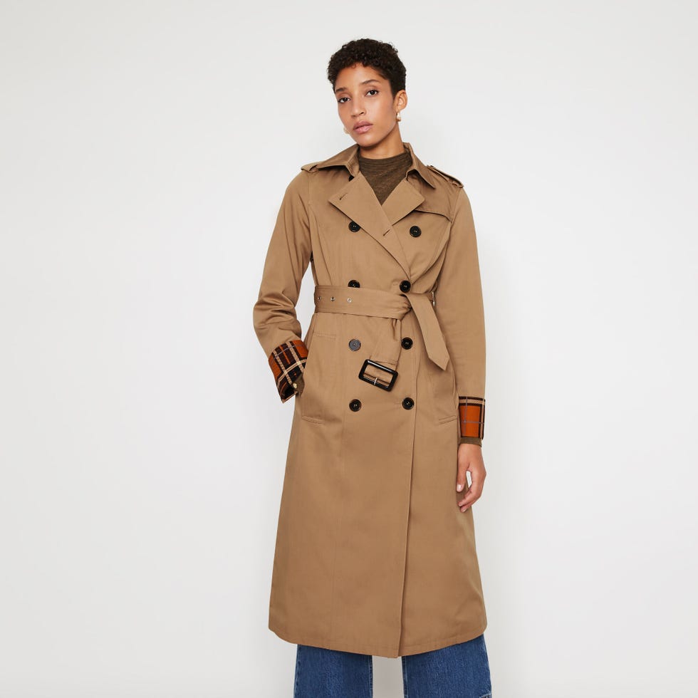 Check Lined Trench Coat