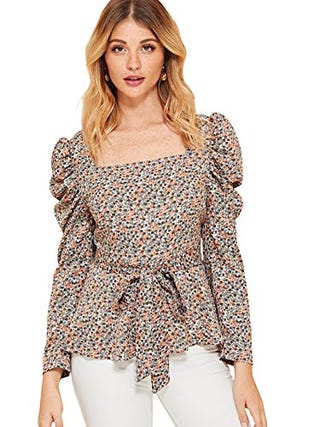 floral puff sleeve shirtdress