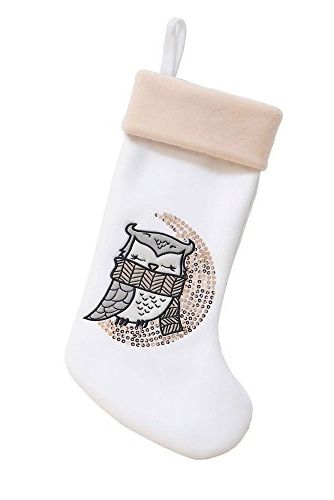 Sequined Owl Christmas Stocking