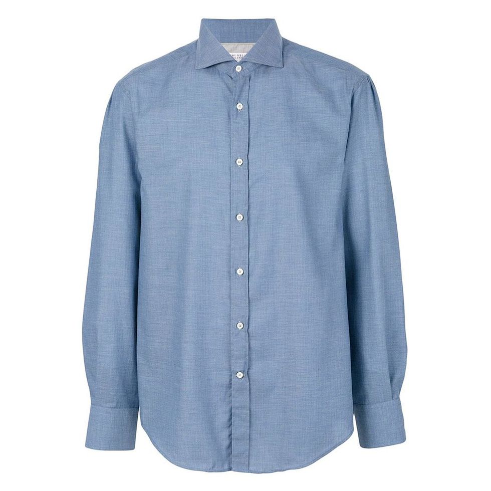Get Anthony Mackie's Brunello Cucinelli Chambray Shirt for Fall