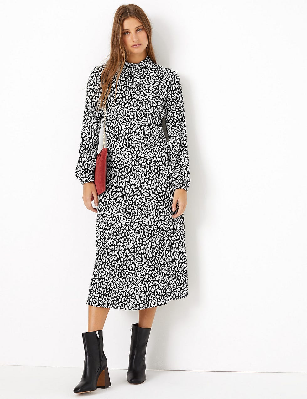 Animal Print Relaxed Midi Dress