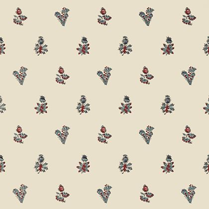 Jouy Wallpaper in Red and Blue