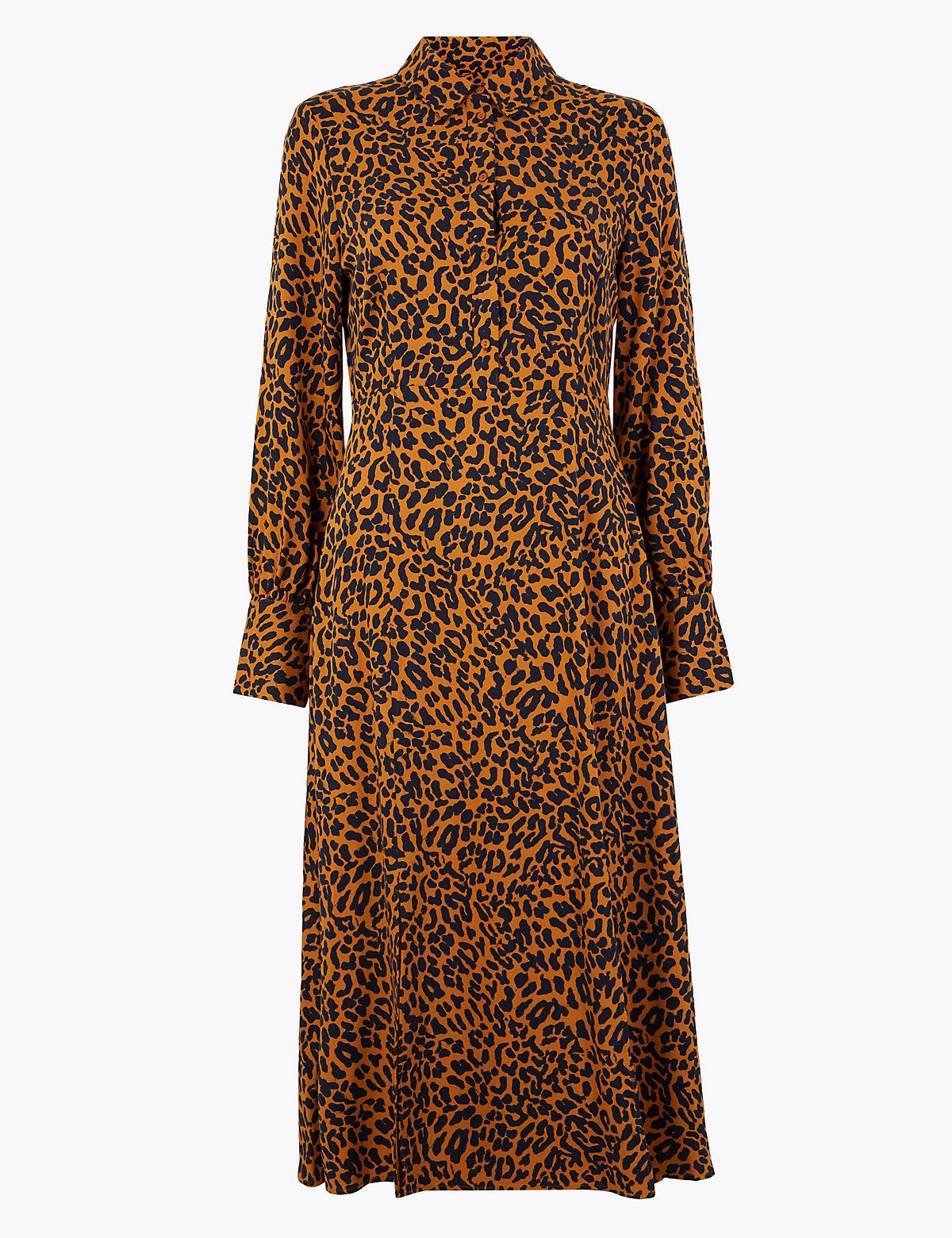 animal print shirt midi dress