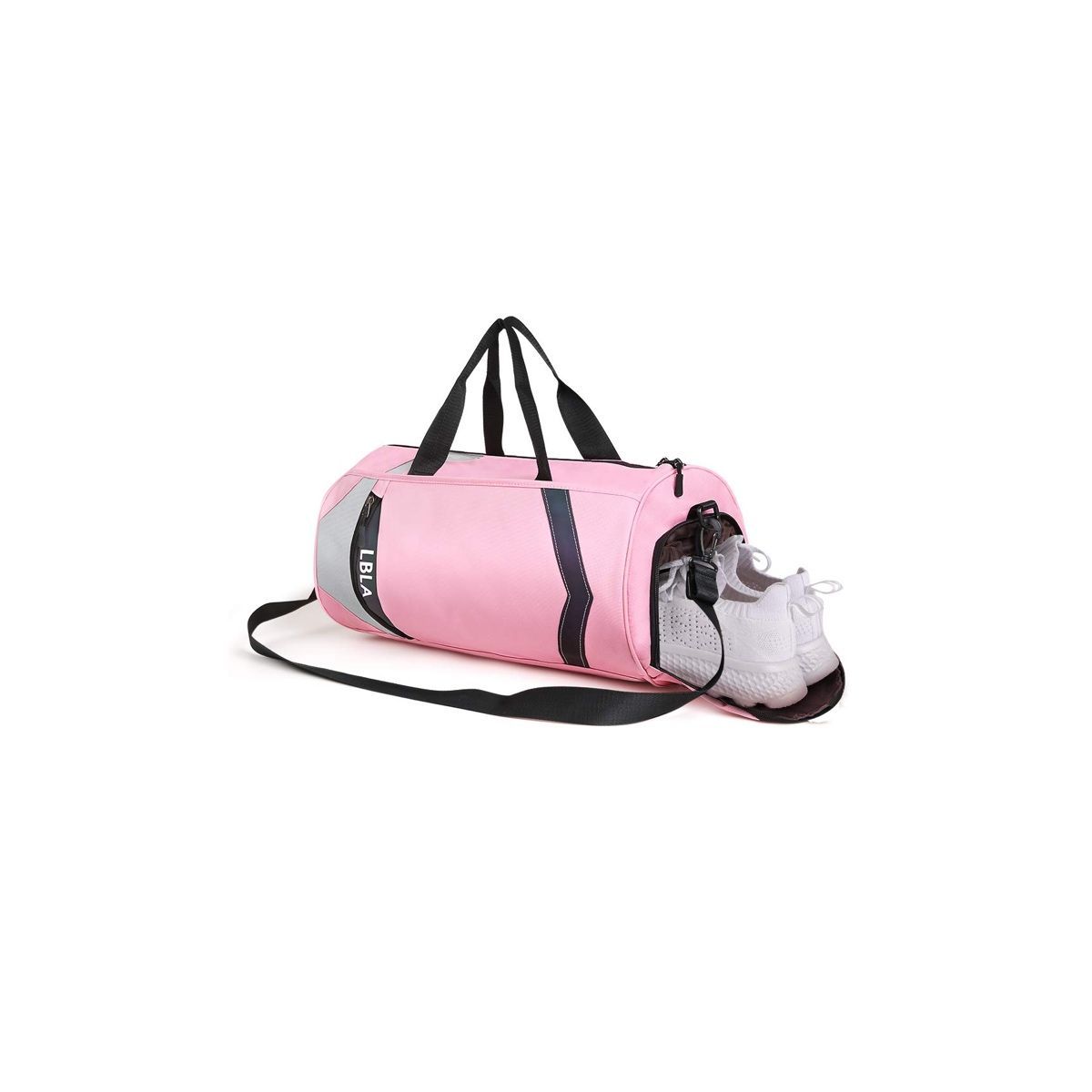 Pink Sport Gym Bag Large Travel Duffel Bag with Shoe Compartment Wet Pocket