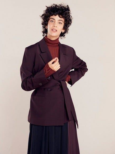 Blazer with tie belt
