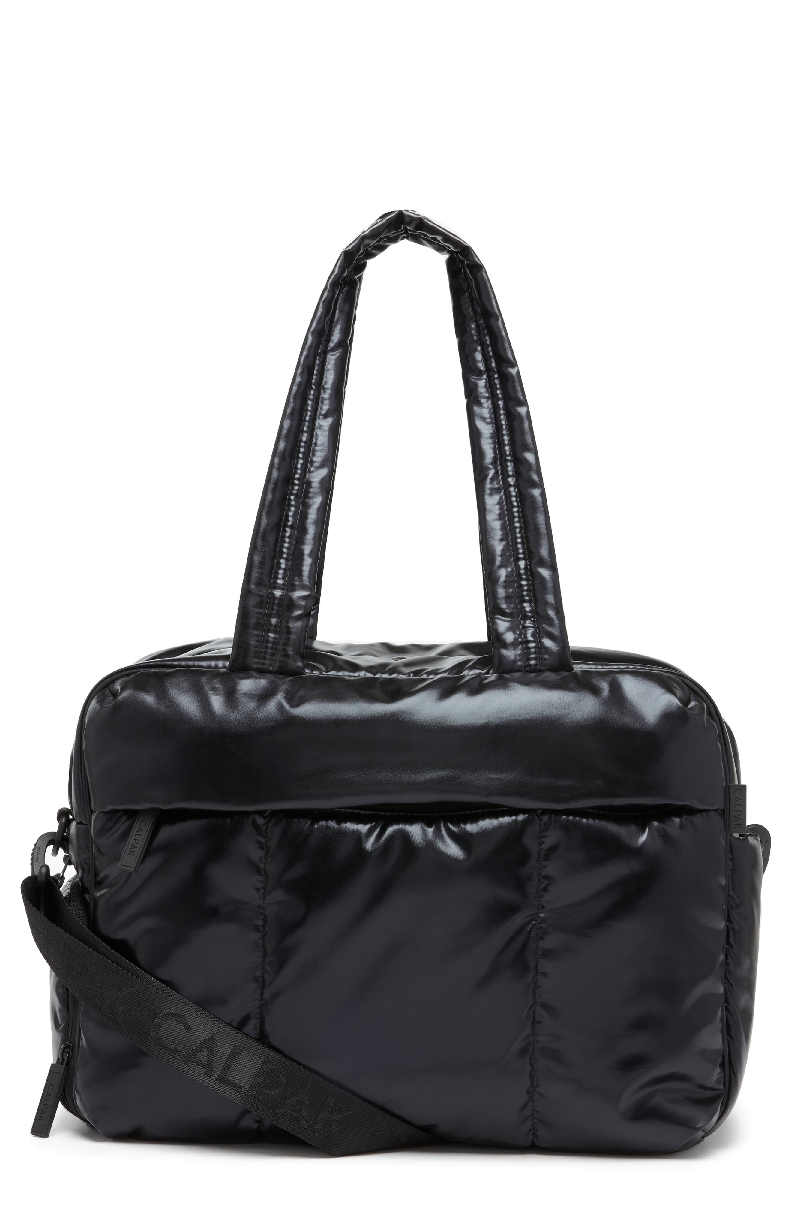 black leather weekend bag