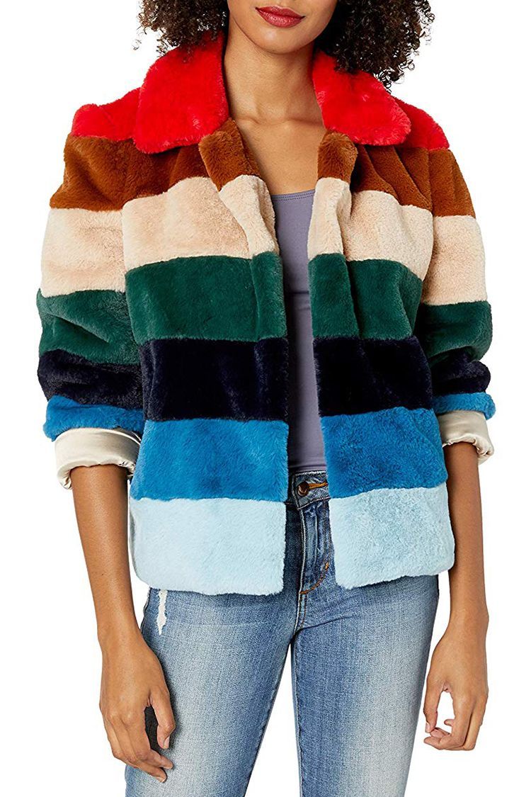 BlankNYC Faux Fur Rainbow Jacket 