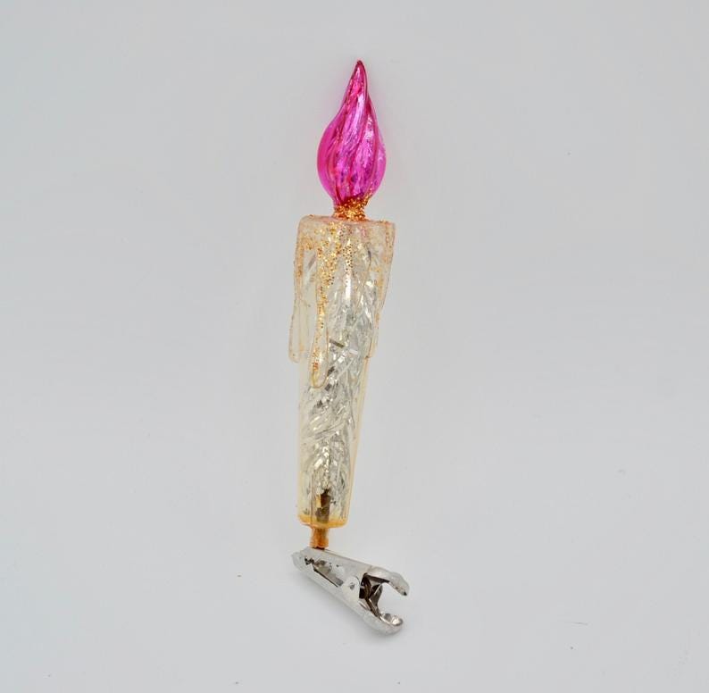 Pink Flame Clip On Candle Ornament