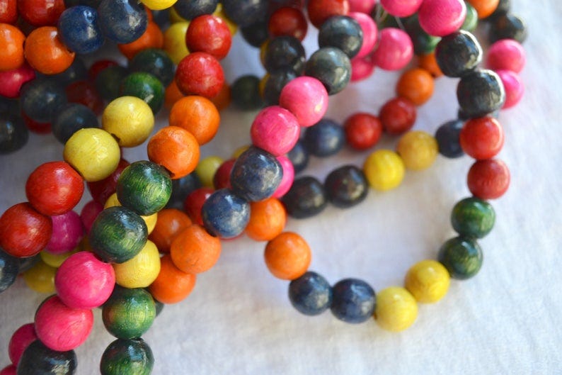 Wooden Beads Christmas Garland