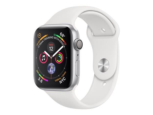 Apple Watch Series 4 GPS, 44mm Silver Aluminiu...