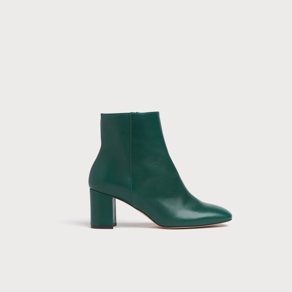 Green Leather Ankle Boots