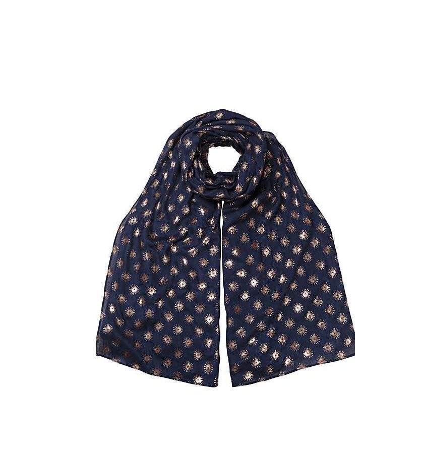 Sunburst Navy Blue Foil Print Scarf