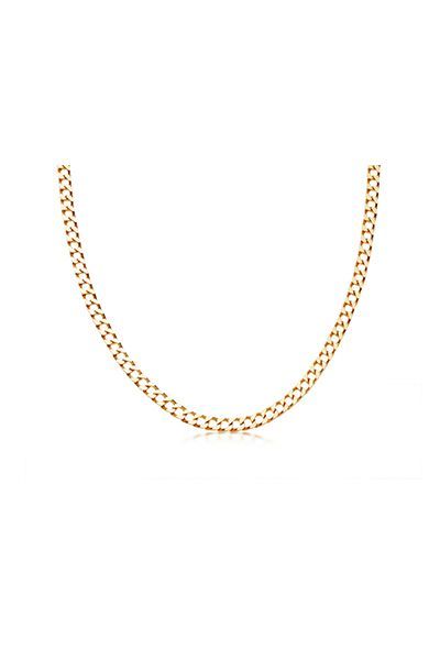 Gold Flat Curb Chain Necklace