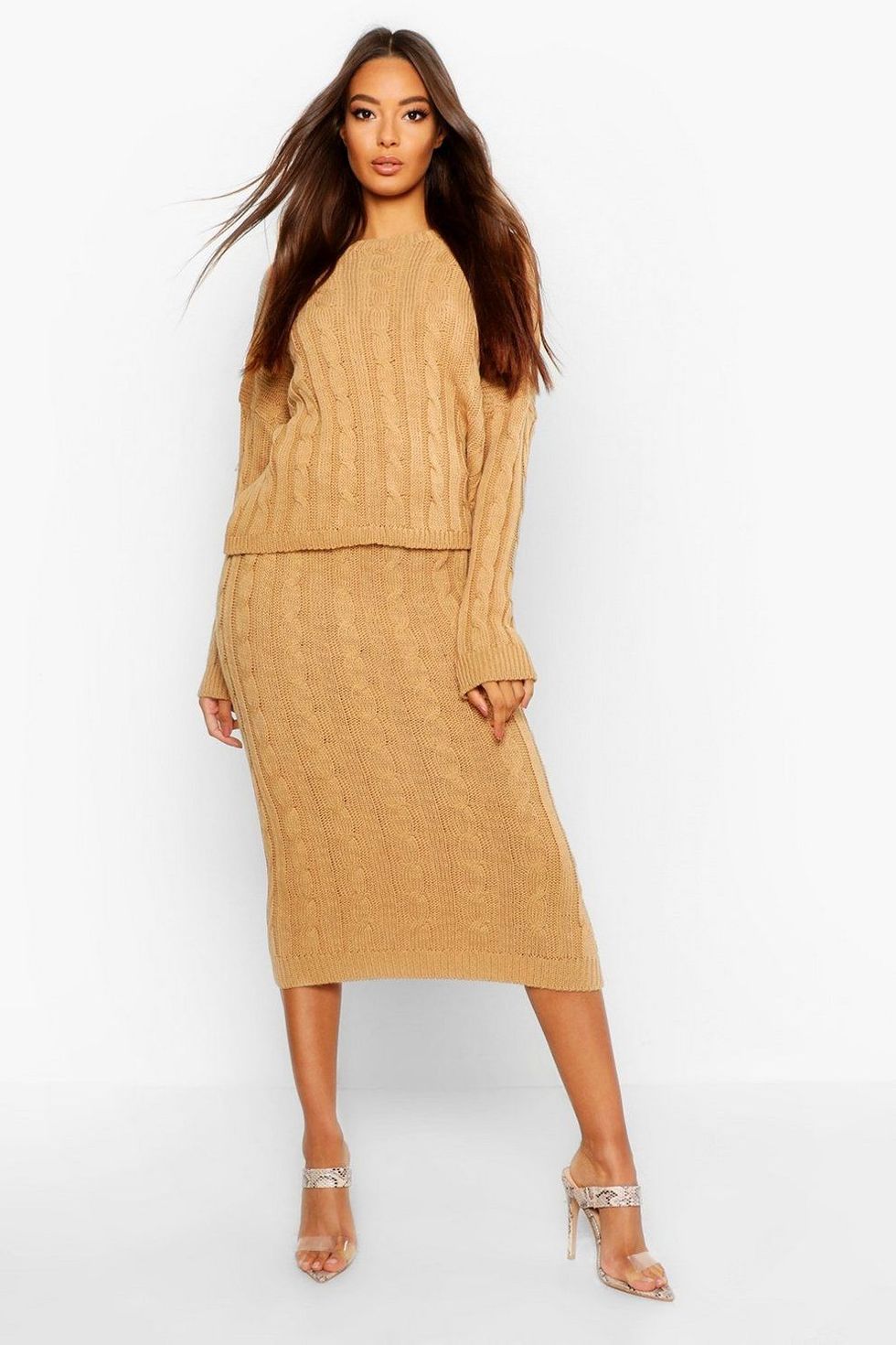 Cable Knit Jumper And Skirt Set