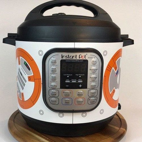 Blue and White Droid Wrap Instant Pot Wrap. Premium Non-adhesive