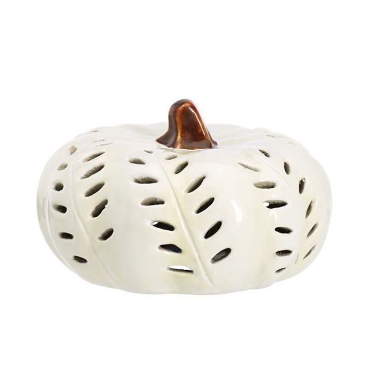 Pottery Barn Punched Ceramic Pumpkin Candleholder