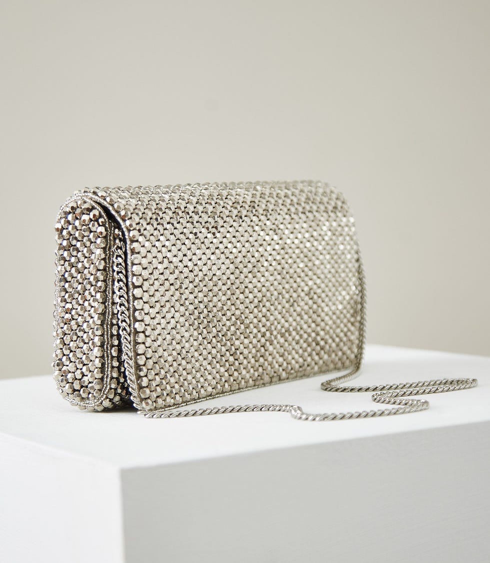 Zoey Silver Embellished Clutch Bag