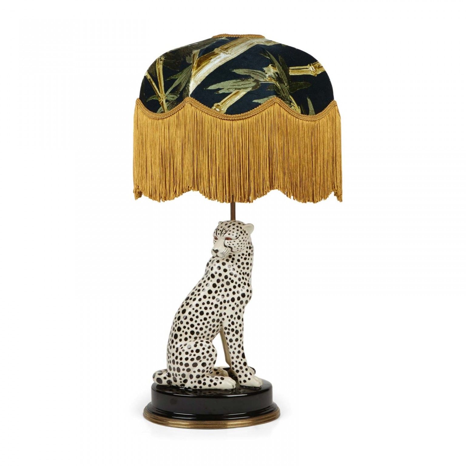BAMBUSA Tilia Midnight Lampshade with Cheetah Lampstand