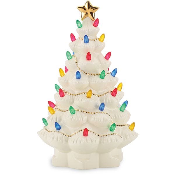 Treasured Traditions Ivory Lighted Tree Figurine