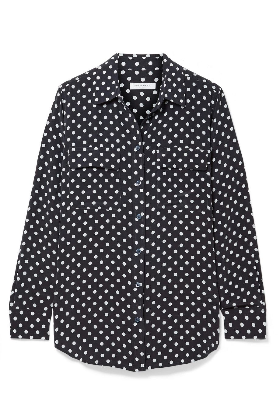 Slim Signature polka-dot washed-silk shirt