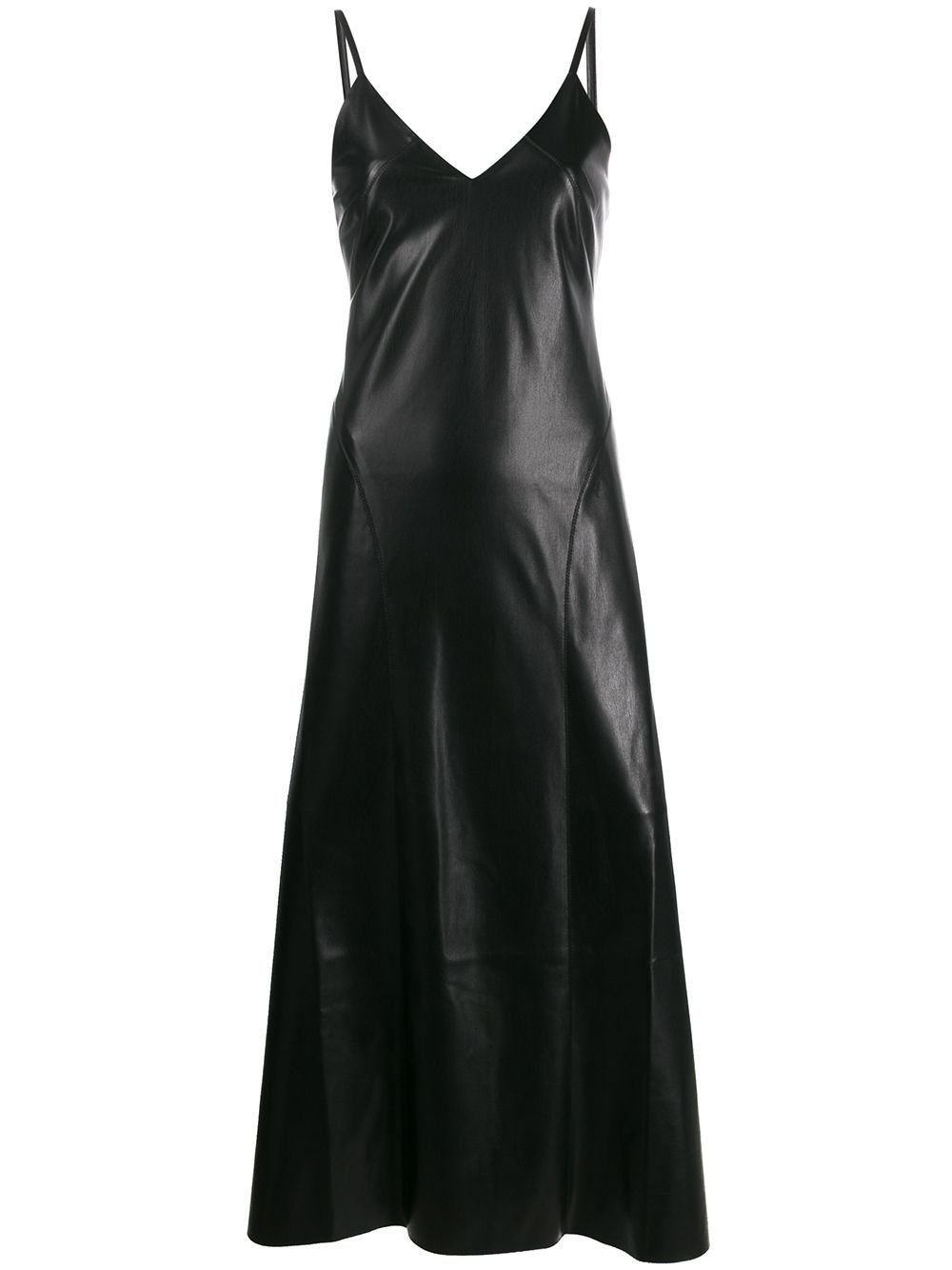 black leather long dress