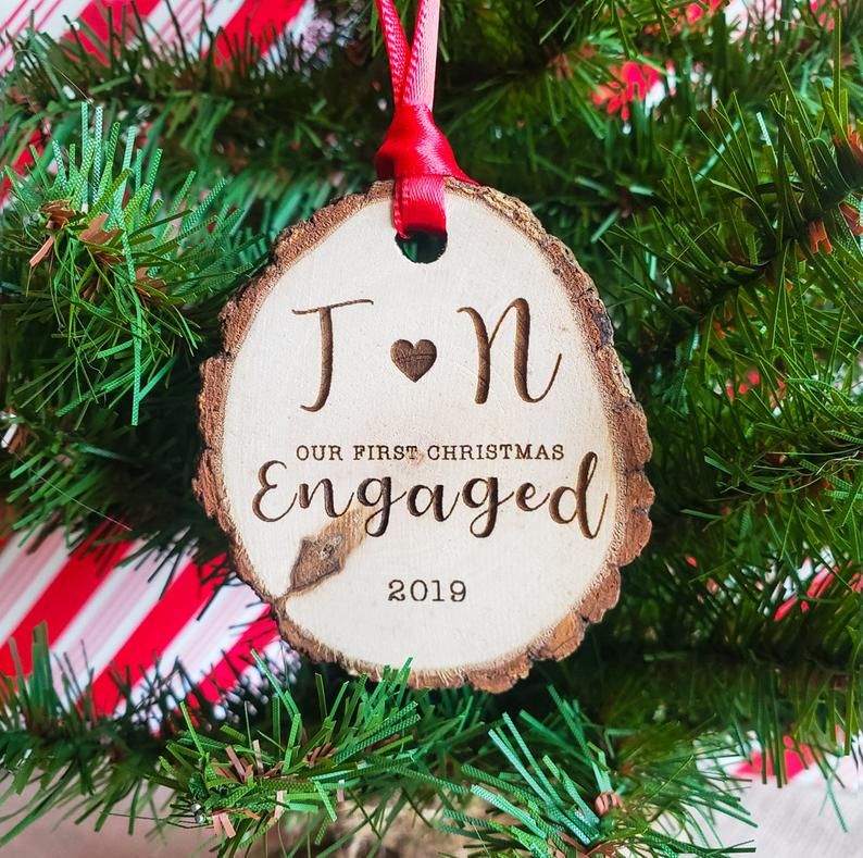 Our First Engaged Christmas Tree Ornament 2021 Engaged Christmas Ornament 2021 Xmas Engagement Gifts for Couples Newly Engaged with Gift Box