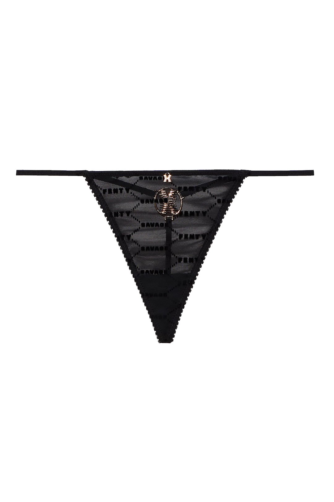 Embellished 'X' Thong in Black Caviar