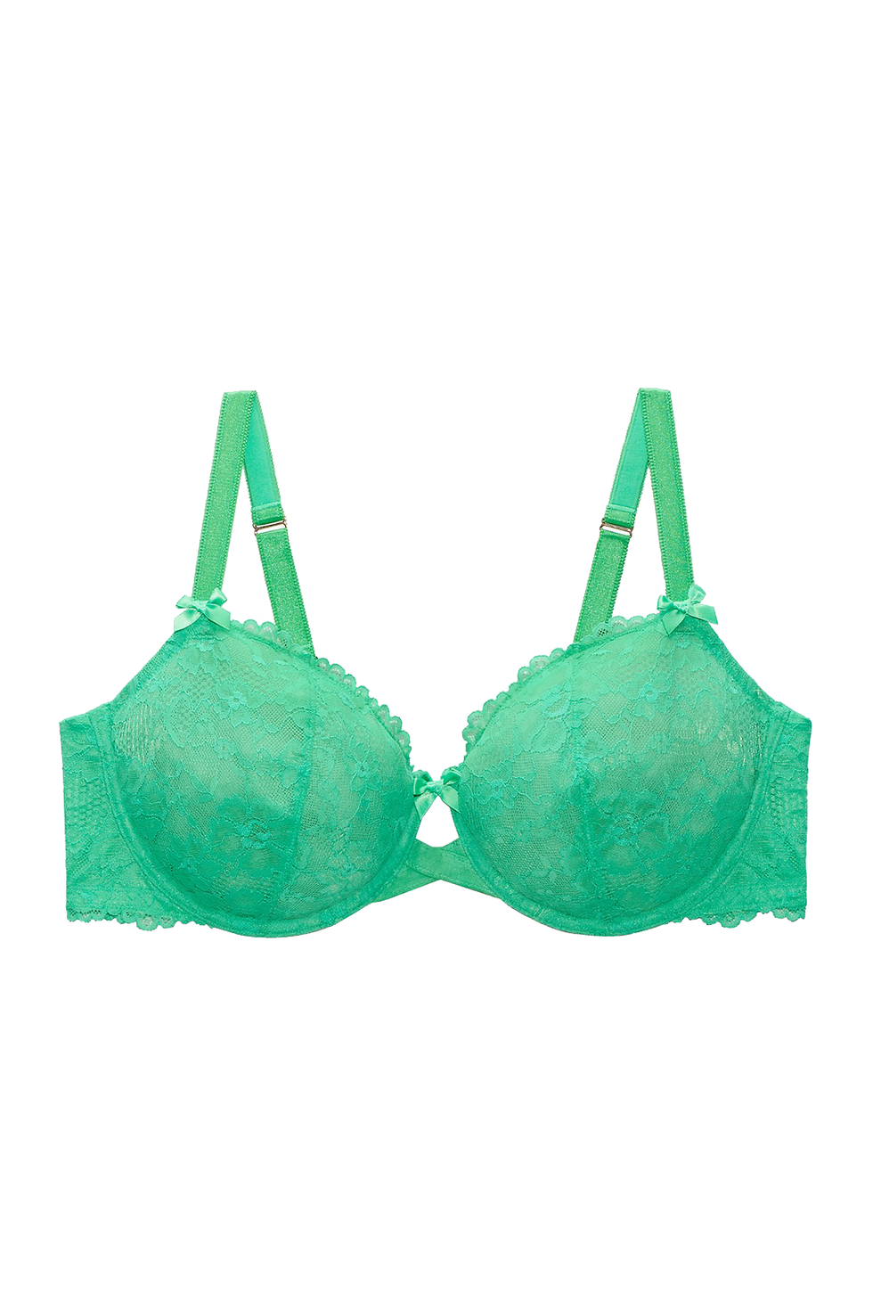 Floral Lace Unlined Bra in Green