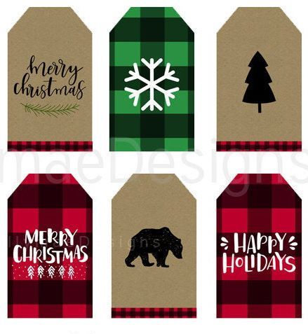 50   Christmas Tags traditional asst shapes and sizes 10 designs 