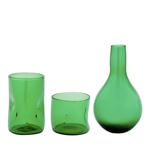 Green Bugnato Set of Flask High Glass and Low Glass 