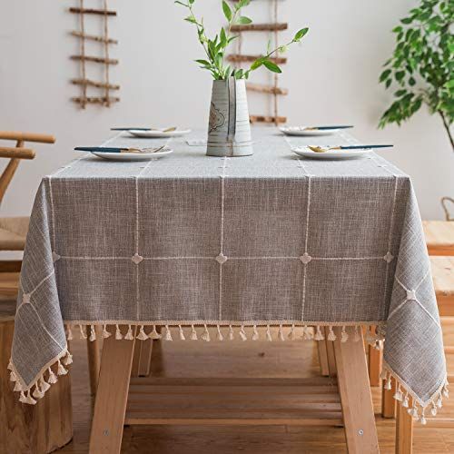 Checkered Linen Tablecloth