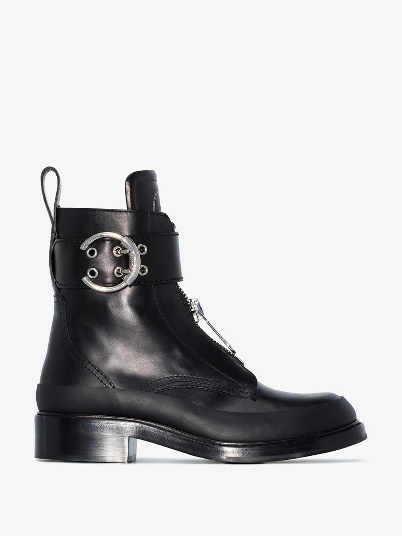 Chloé black Roy buckled leather ankle boots