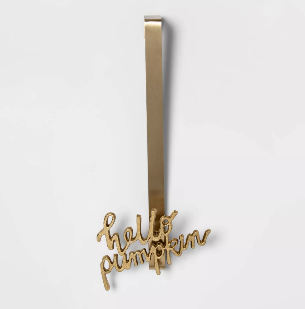 Metal Pumpkin Wreath Hanger Gold