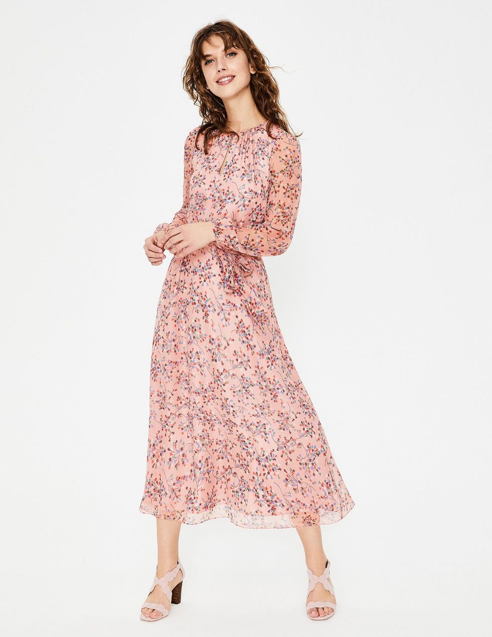 Kyra Silk Midi Dress - Milkshake Floral Bloom