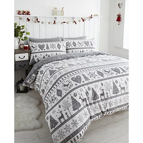 Winter Sparkle Glitter Tree Christmas Duvet Quilt Cover Bedding Set Pillowcases 