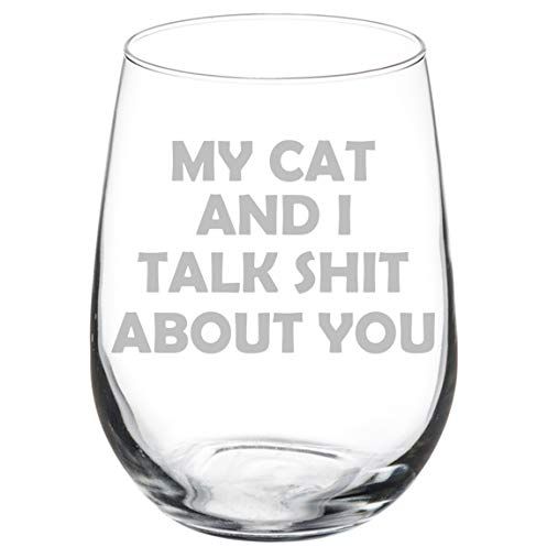 Wine Glass Goblet Funny My Cat and I Talk About You