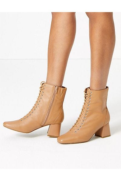 Leather Lace Up Ankle Boots