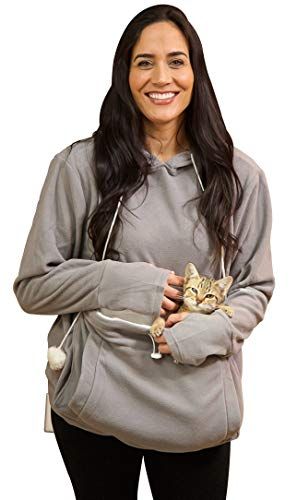 Kitty-Carrying Sweatshirt With Super-Soft Kangaroo Pet Pouch