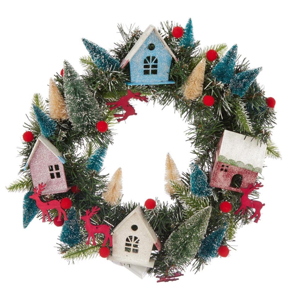 Hanging Holiday Decoration 27 Inch Champagne Gold Glitter Christmas Wreath for Front Door