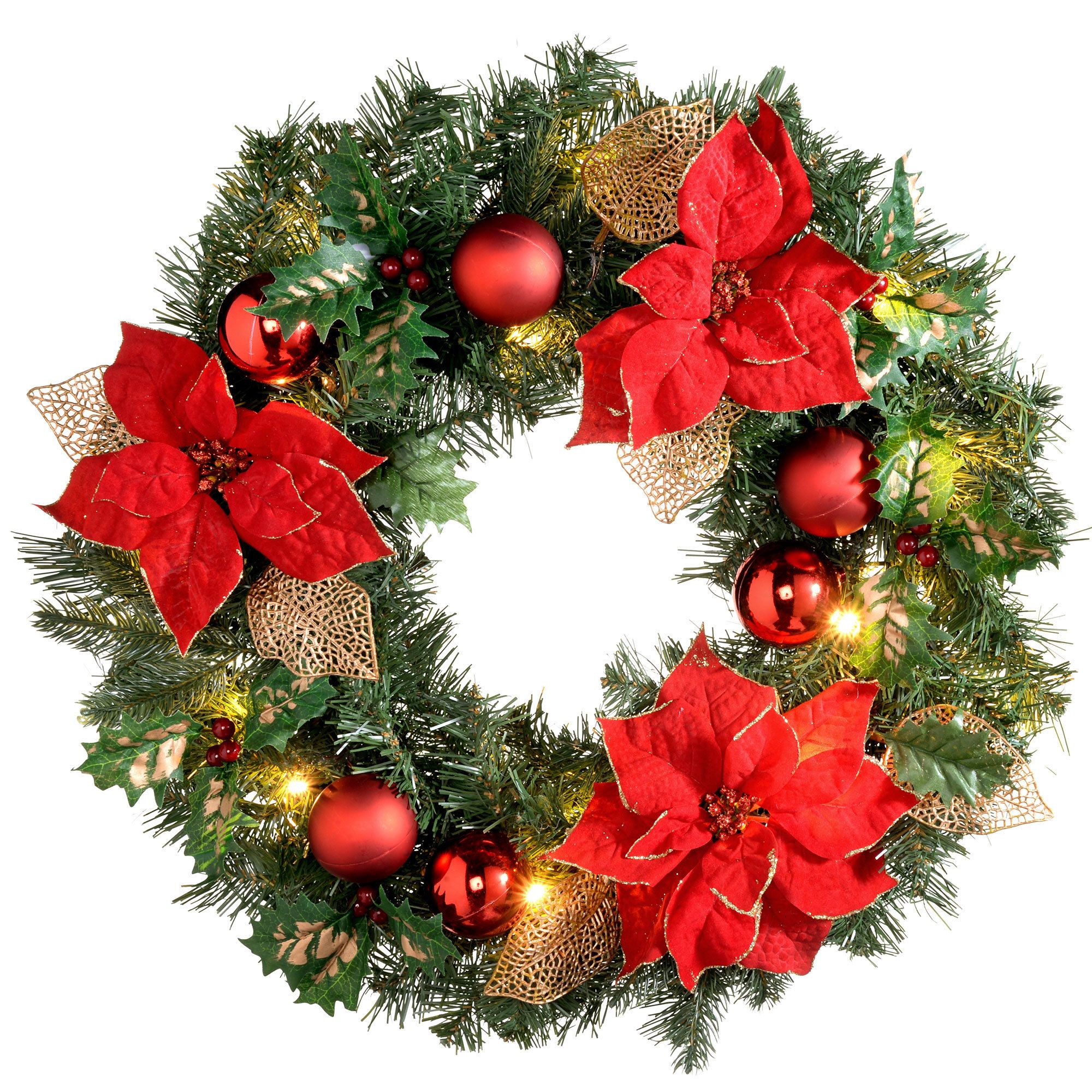 Pre Lit Illuminated 60cm Christmas Wreath