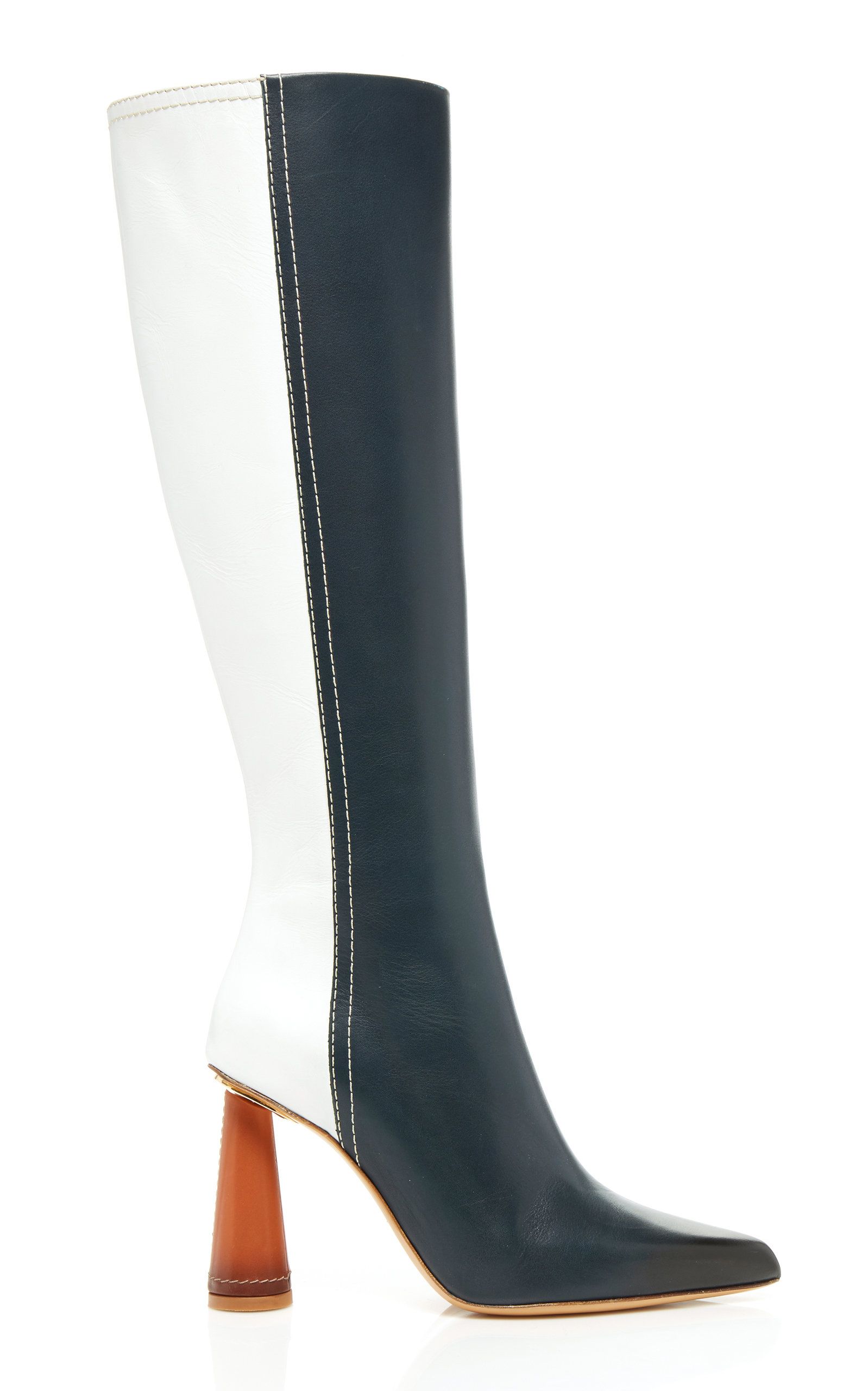 two tone knee high boots