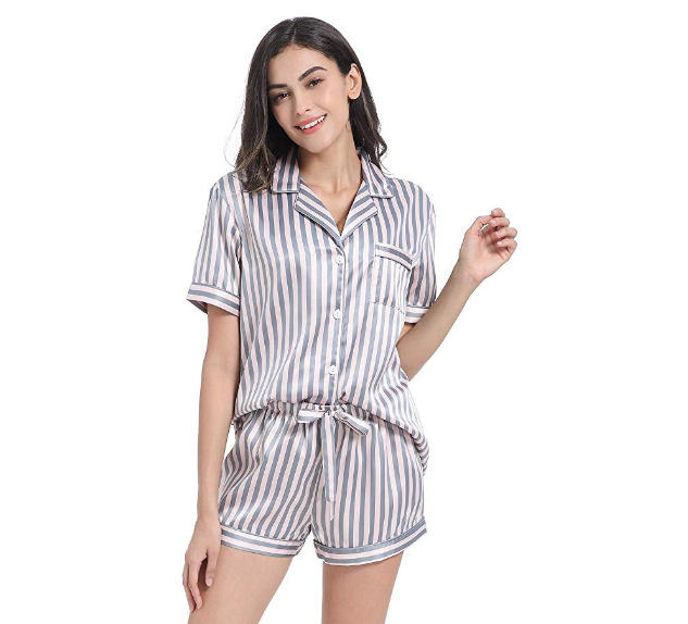 Serenedelicacy Silky Satin Pajamas Short-Sleeve Set