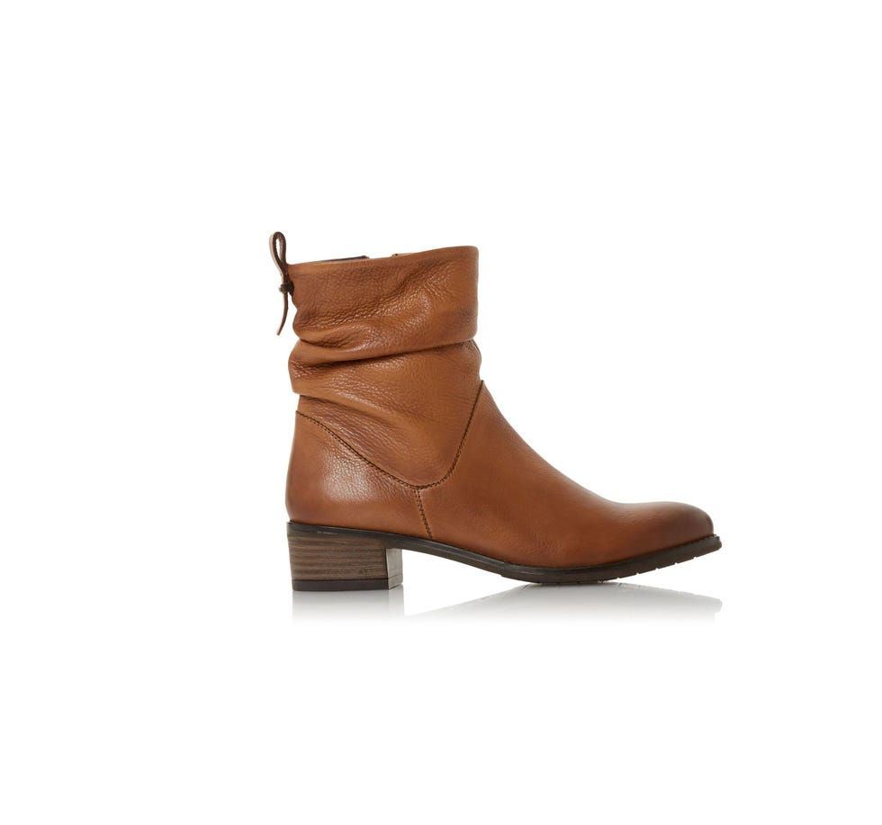 Ruched Low Block Heel Ankle Boots