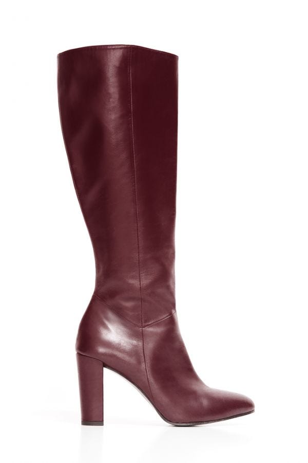 Burgundy Leather Knee High Boot