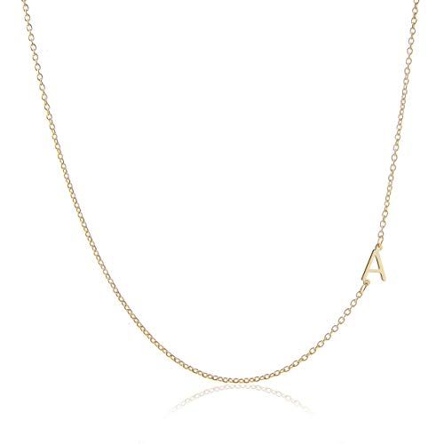 Side Mini Initial 14k Gold Necklace