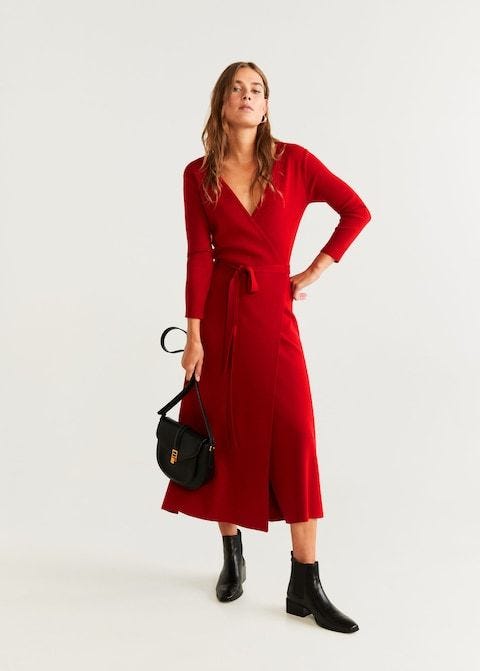 Wrap knitted dress